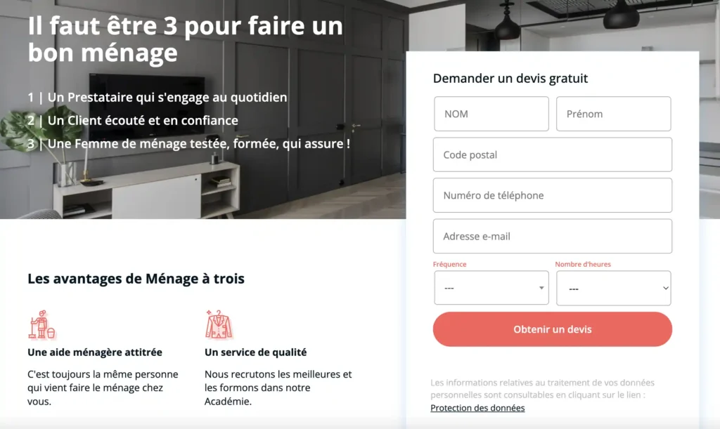 demande de devis chez ménage à 3