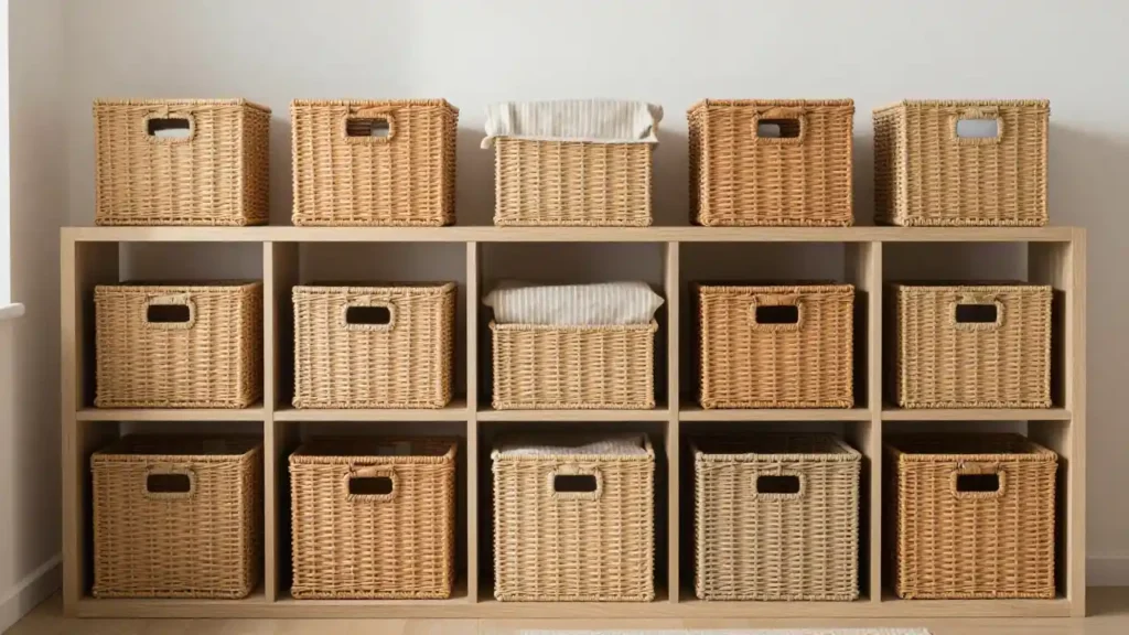 Utiliser des paniers et des boîtes partout
